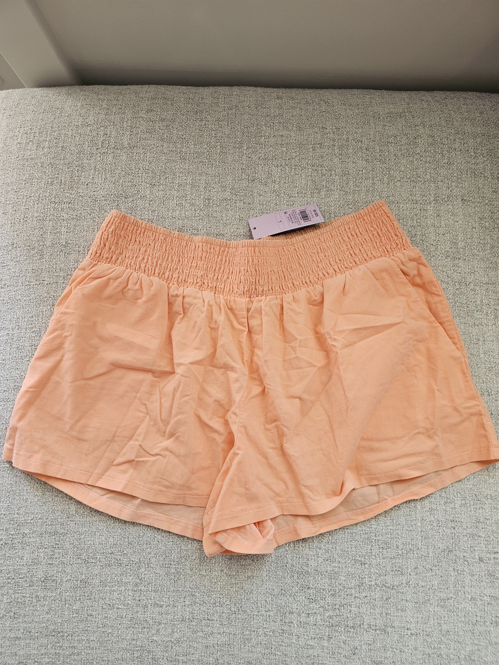 Women's Smocked Waist Peach Shorts